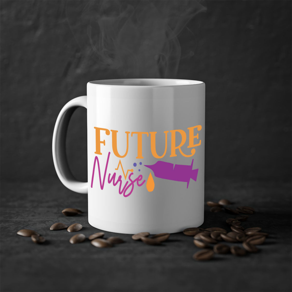 Future Nurse Style 183# Mug with colorful handle and glossy finish, available in multiple colors and sizes.