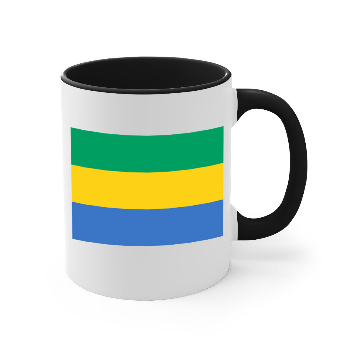 Gabon 136# Mug featuring a two-tone design with a colored handle and glossy finish, available in multiple colors.