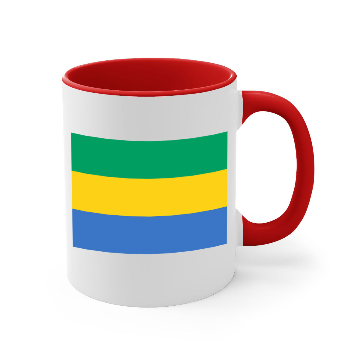 Gabon 136# Mug featuring a two-tone design with a colored handle and glossy finish, available in multiple colors.