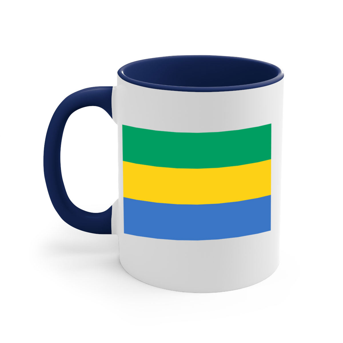 Gabon 136# Mug featuring a two-tone design with a colored handle and glossy finish, available in multiple colors.