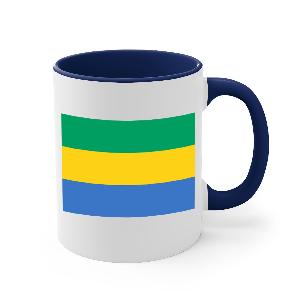 Gabon 136# Mug featuring a two-tone design with a colored handle and glossy finish, available in multiple colors.