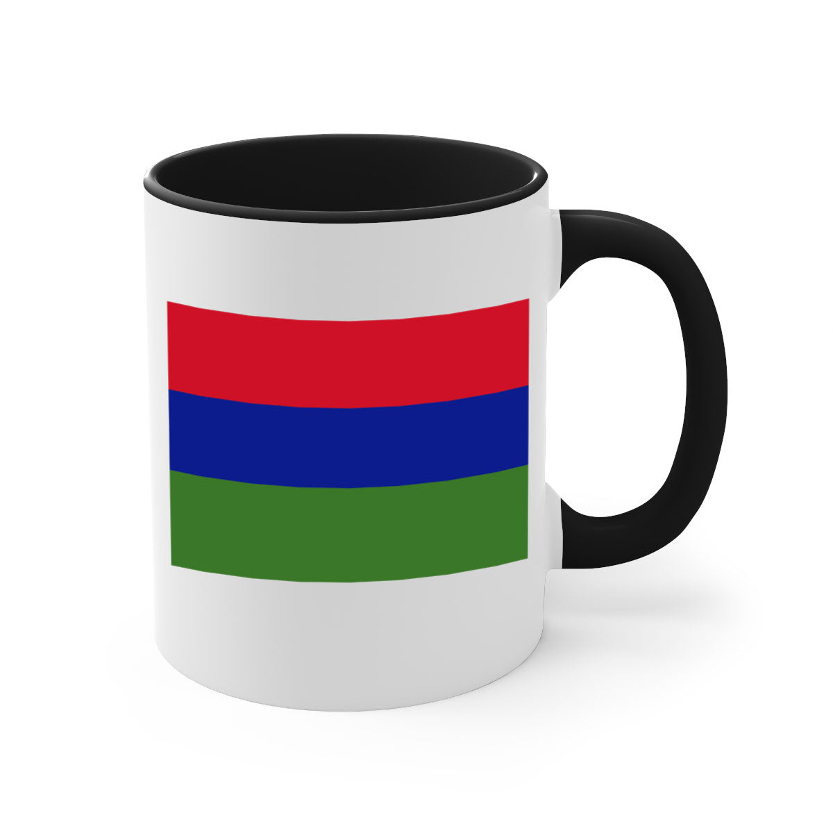 Gambia 135# Mug with two-tone design, featuring a colored handle and glossy finish, perfect for coffee and tea lovers.
