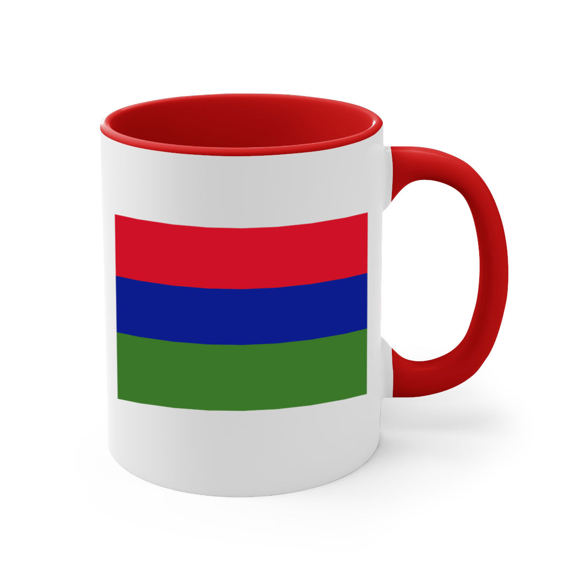 Gambia 135# Mug with two-tone design, featuring a colored handle and glossy finish, perfect for coffee and tea lovers.