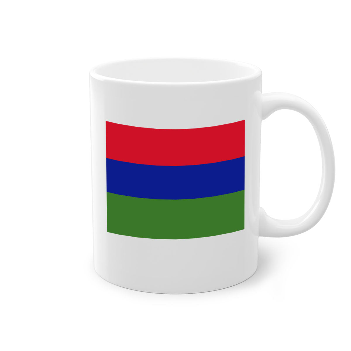 Gambia 135# Mug with two-tone design, featuring a colored handle and glossy finish, perfect for coffee and tea lovers.