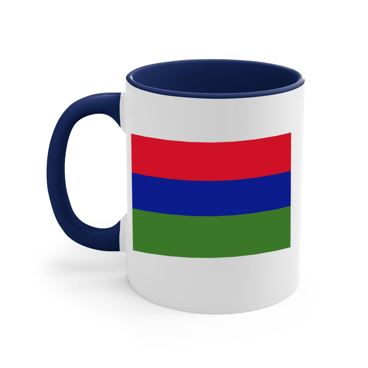 Gambia 135# Mug with two-tone design, featuring a colored handle and glossy finish, perfect for coffee and tea lovers.