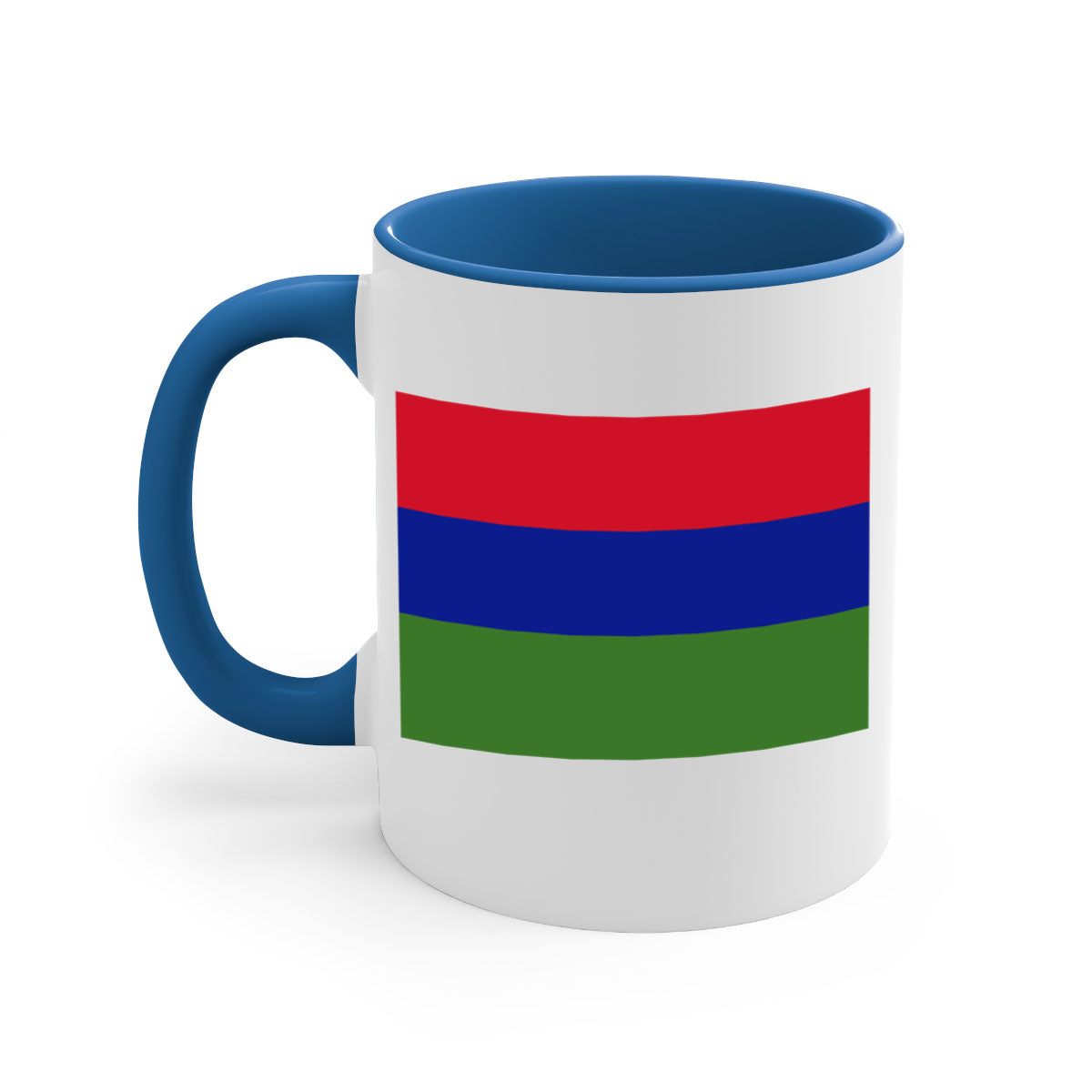 Gambia 135# Mug with two-tone design, featuring a colored handle and glossy finish, perfect for coffee and tea lovers.