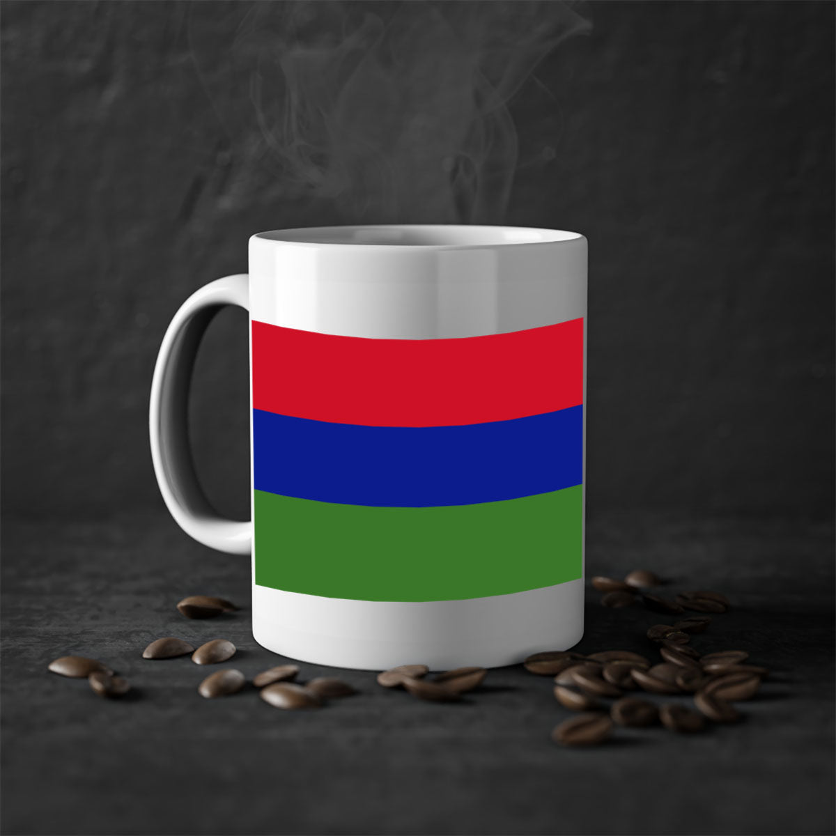 Gambia 135# Mug with two-tone design, featuring a colored handle and glossy finish, perfect for coffee and tea lovers.