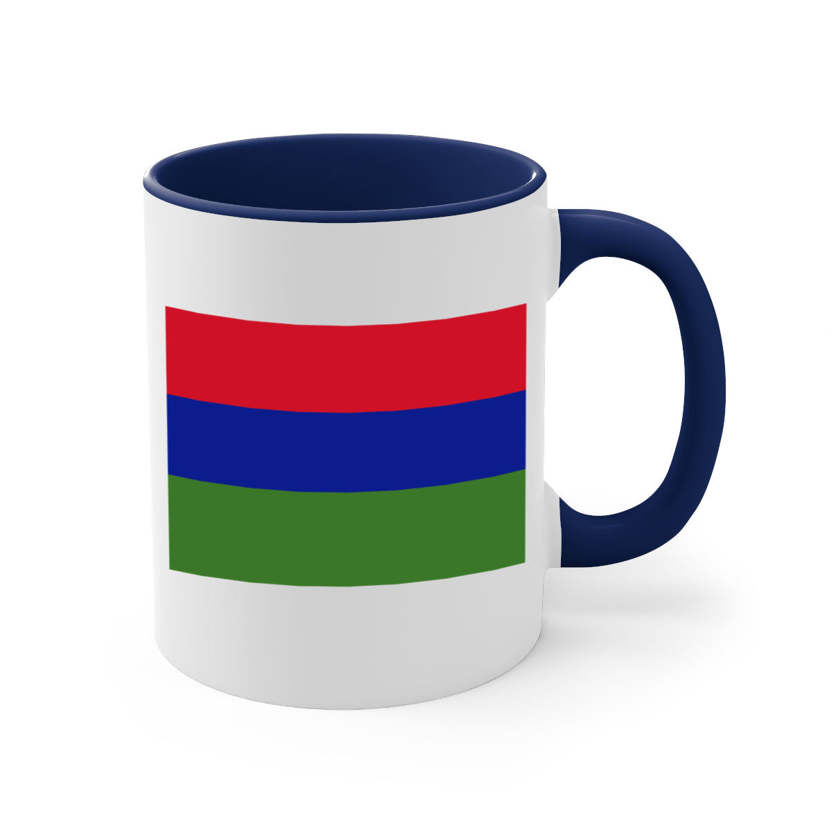 Gambia 135# Mug with two-tone design, featuring a colored handle and glossy finish, perfect for coffee and tea lovers.
