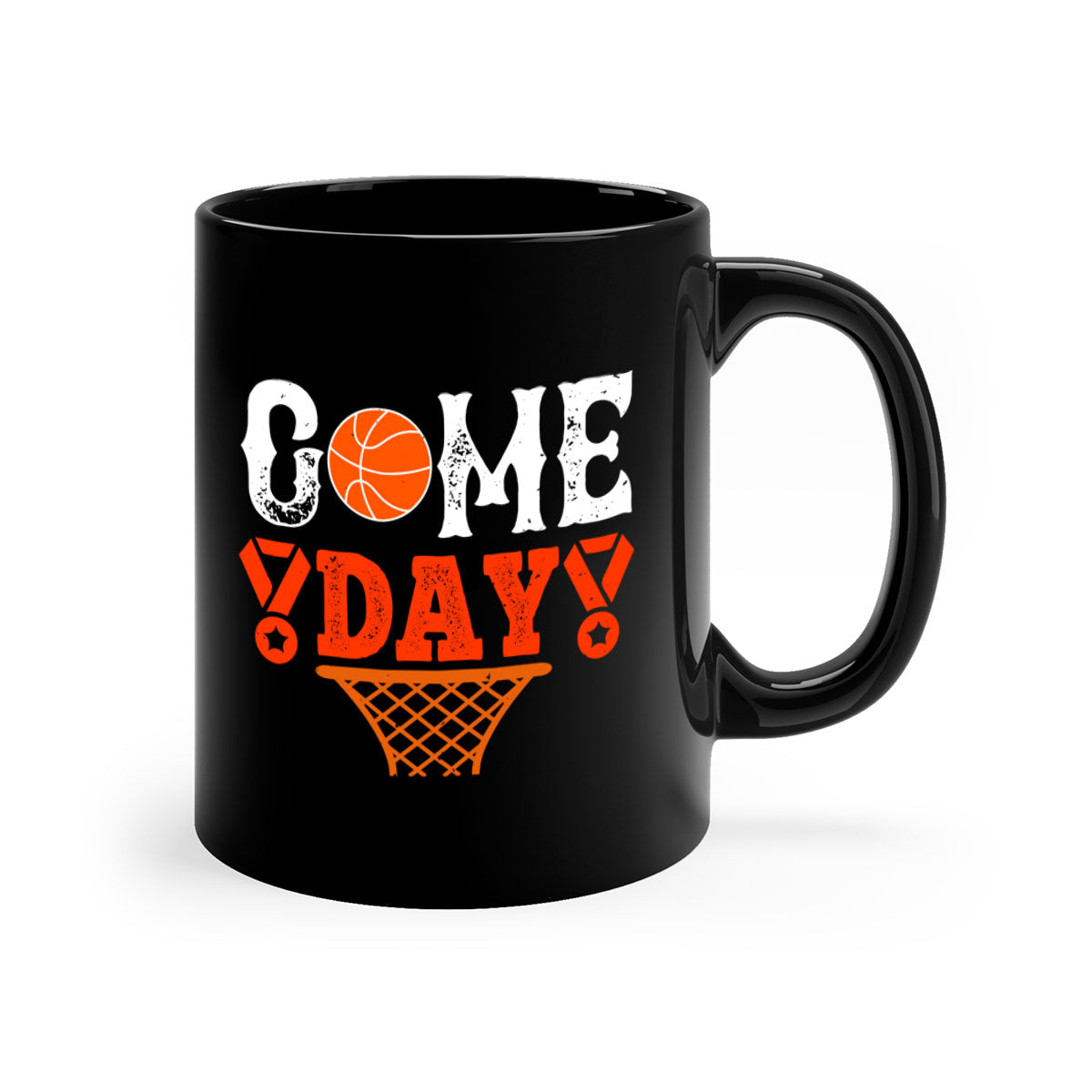 Game Day 1221# Basketball Mug with colorful handle and glossy finish, available in multiple sizes.