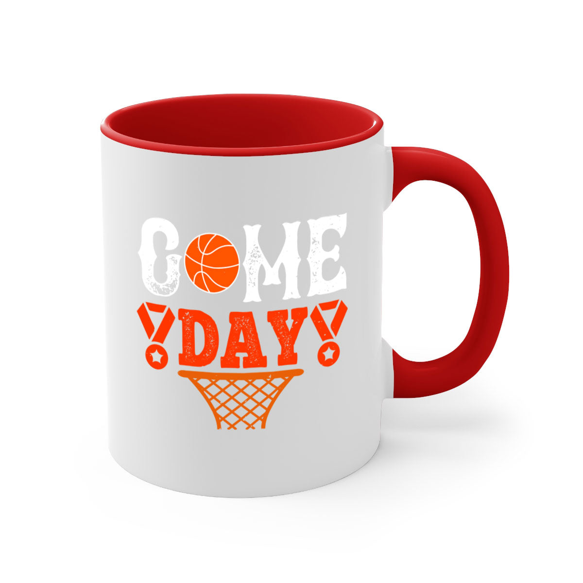 Game Day 1221# Basketball Mug with colorful handle and glossy finish, available in multiple sizes.