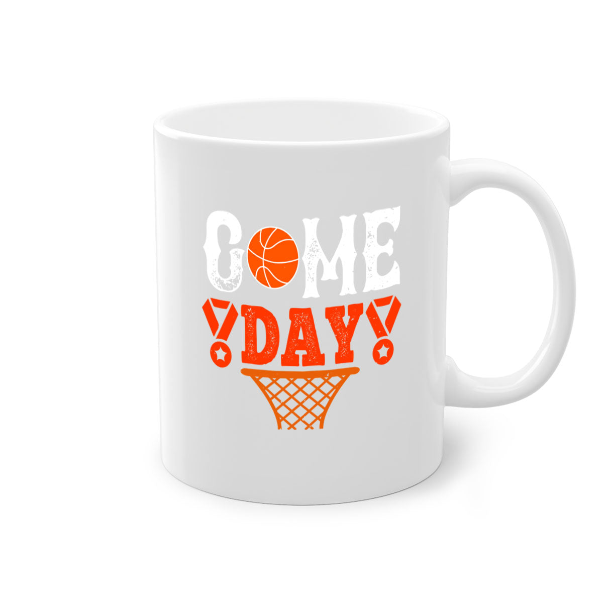 Game Day 1221# Basketball Mug with colorful handle and glossy finish, available in multiple sizes.