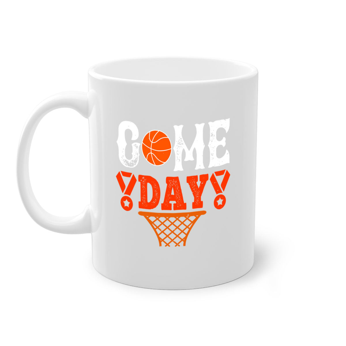 Game Day 1221# Basketball Mug with colorful handle and glossy finish, available in multiple sizes.