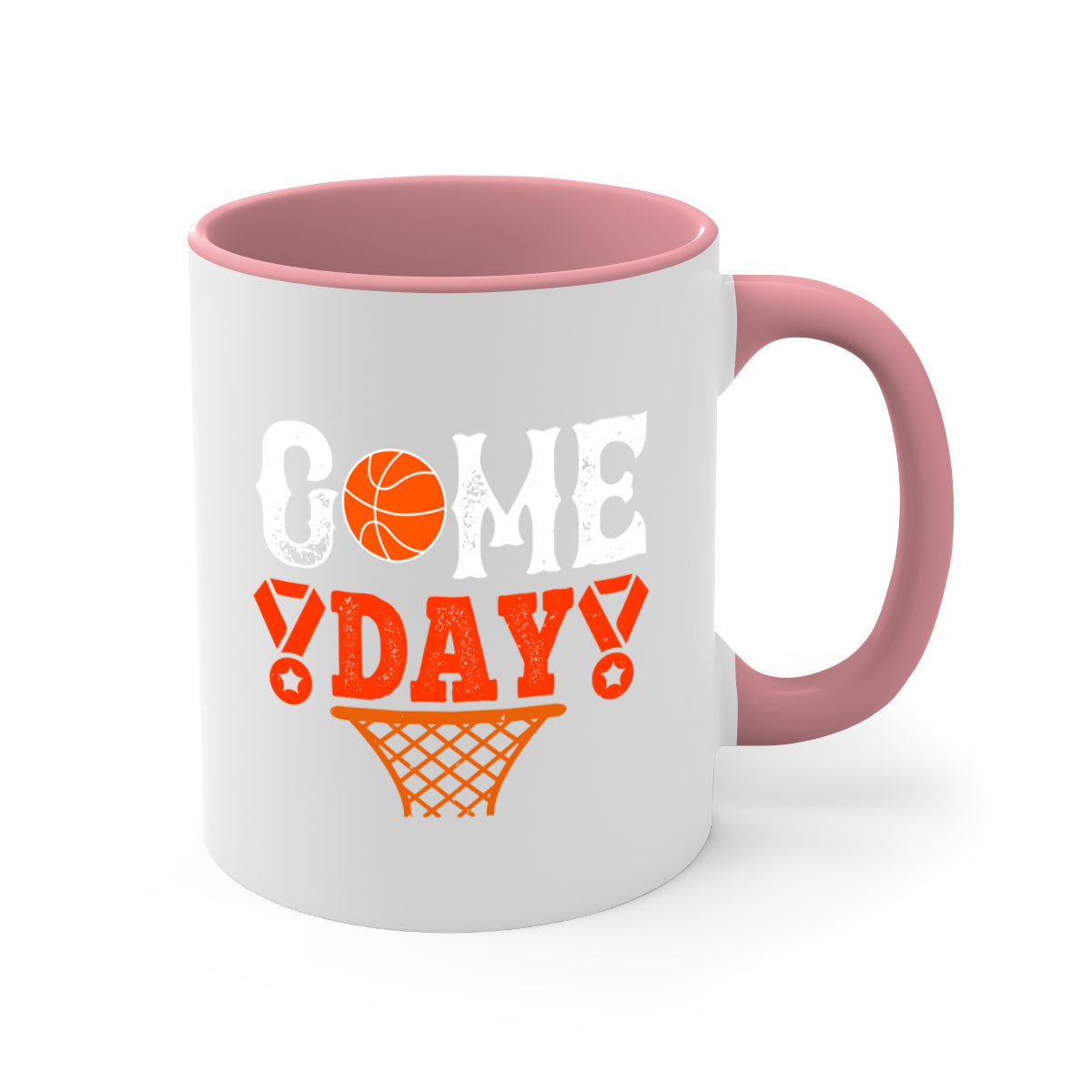 Game Day 1221# Basketball Mug with colorful handle and glossy finish, available in multiple sizes.