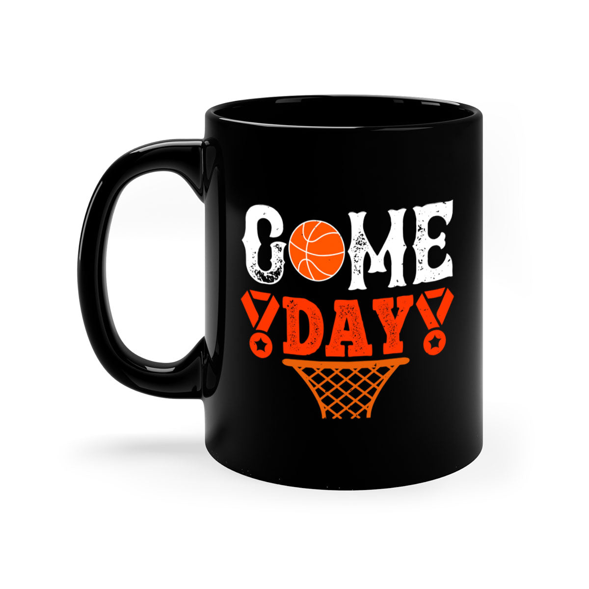 Game Day 1221# Basketball Mug with colorful handle and glossy finish, available in multiple sizes.