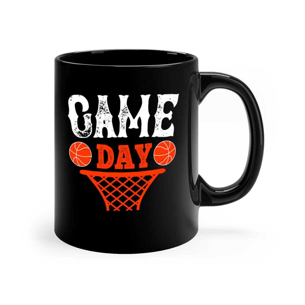 Game day 1227# basketball mug with a glossy finish, featuring a colored handle and interior, available in multiple colors.
