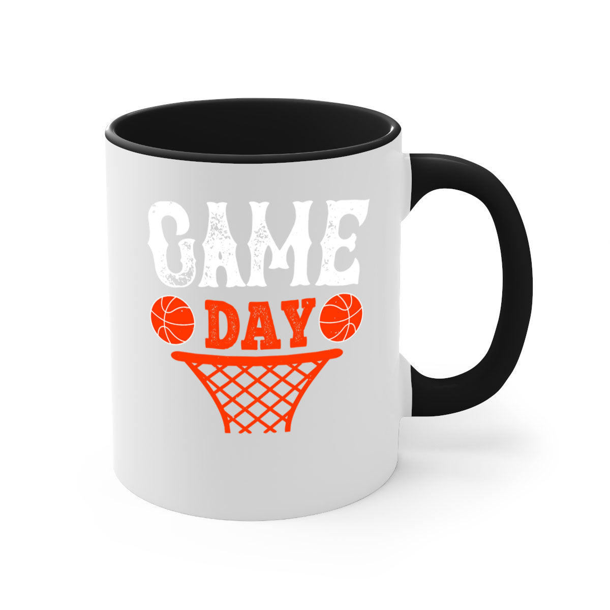 Game day 1227# basketball mug with a glossy finish, featuring a colored handle and interior, available in multiple colors.