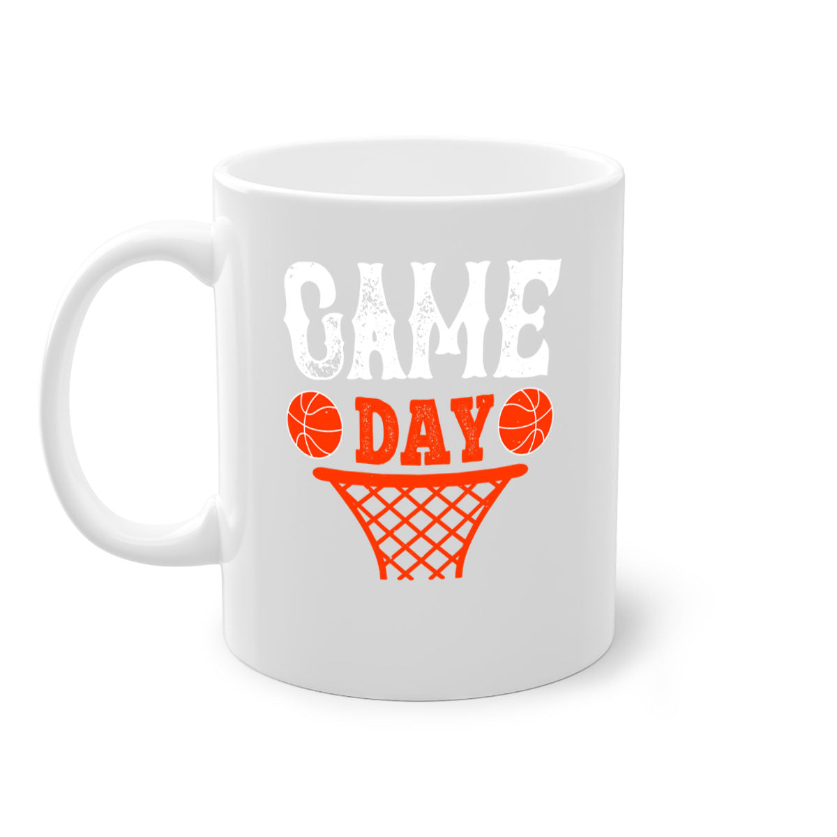 Game day 1227# basketball mug with a glossy finish, featuring a colored handle and interior, available in multiple colors.