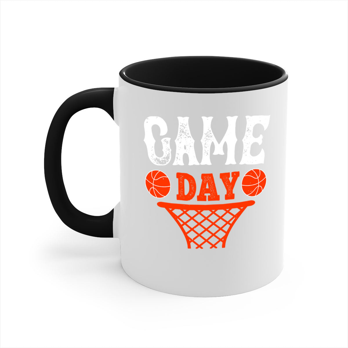 Game day 1227# basketball mug with a glossy finish, featuring a colored handle and interior, available in multiple colors.