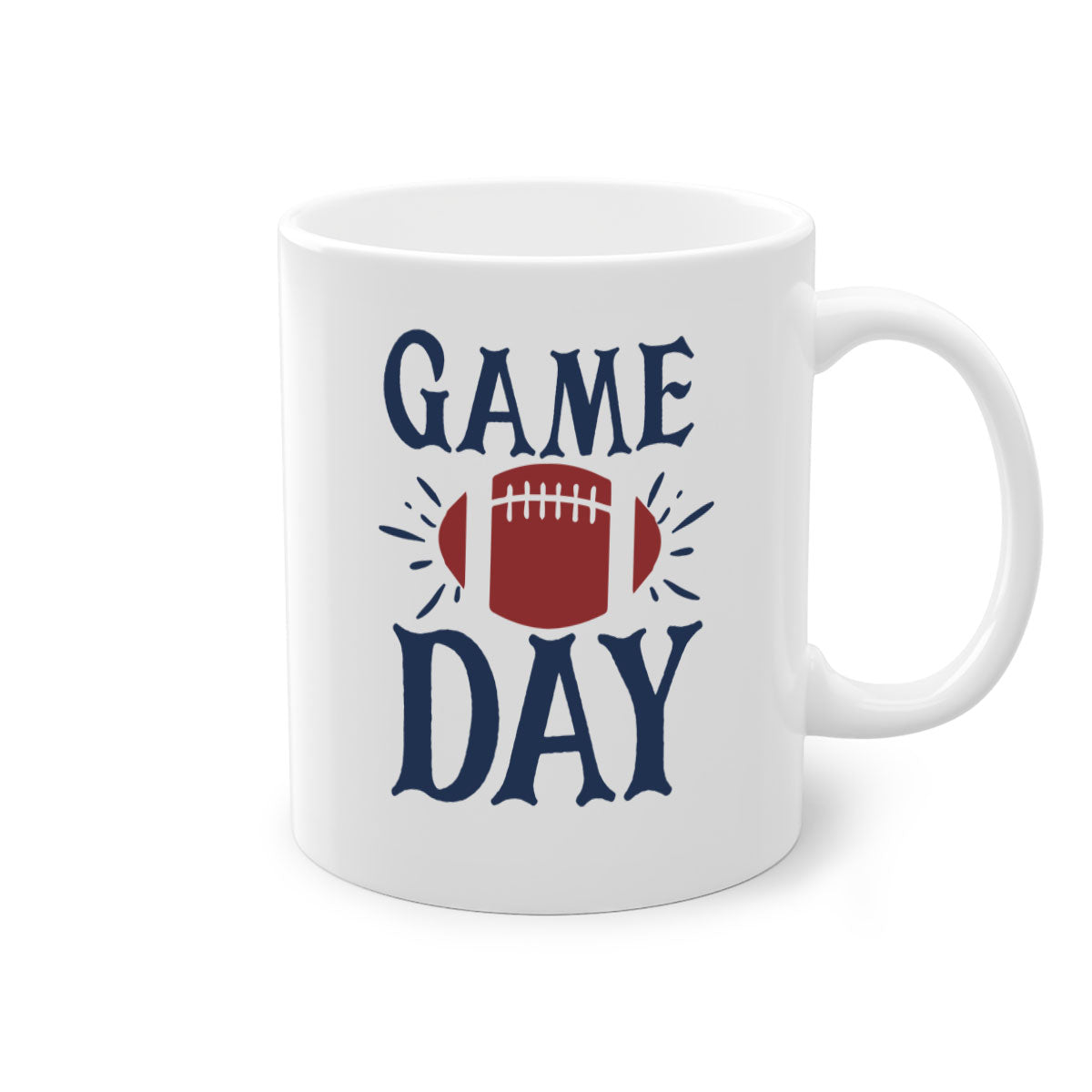 Game day 1540# football mug with a glossy finish and colored handle, available in multiple colors and sizes.