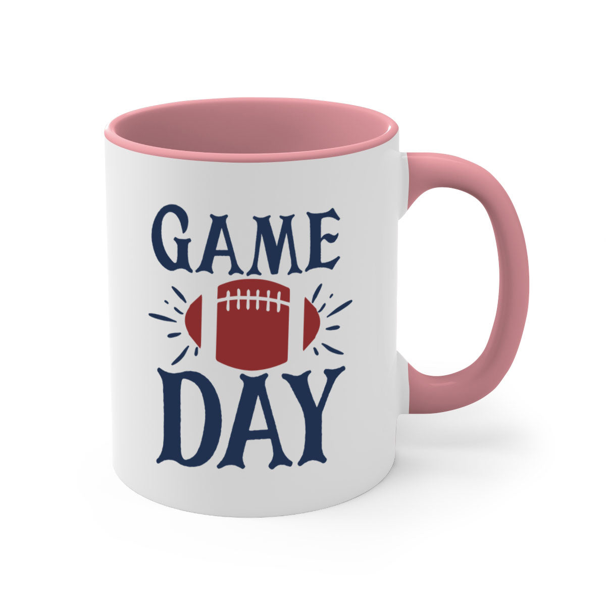Game day 1540# football mug with a glossy finish and colored handle, available in multiple colors and sizes.