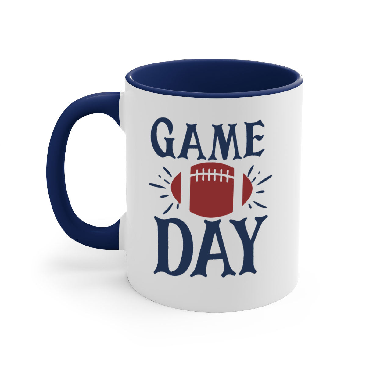 Game day 1540# football mug with a glossy finish and colored handle, available in multiple colors and sizes.