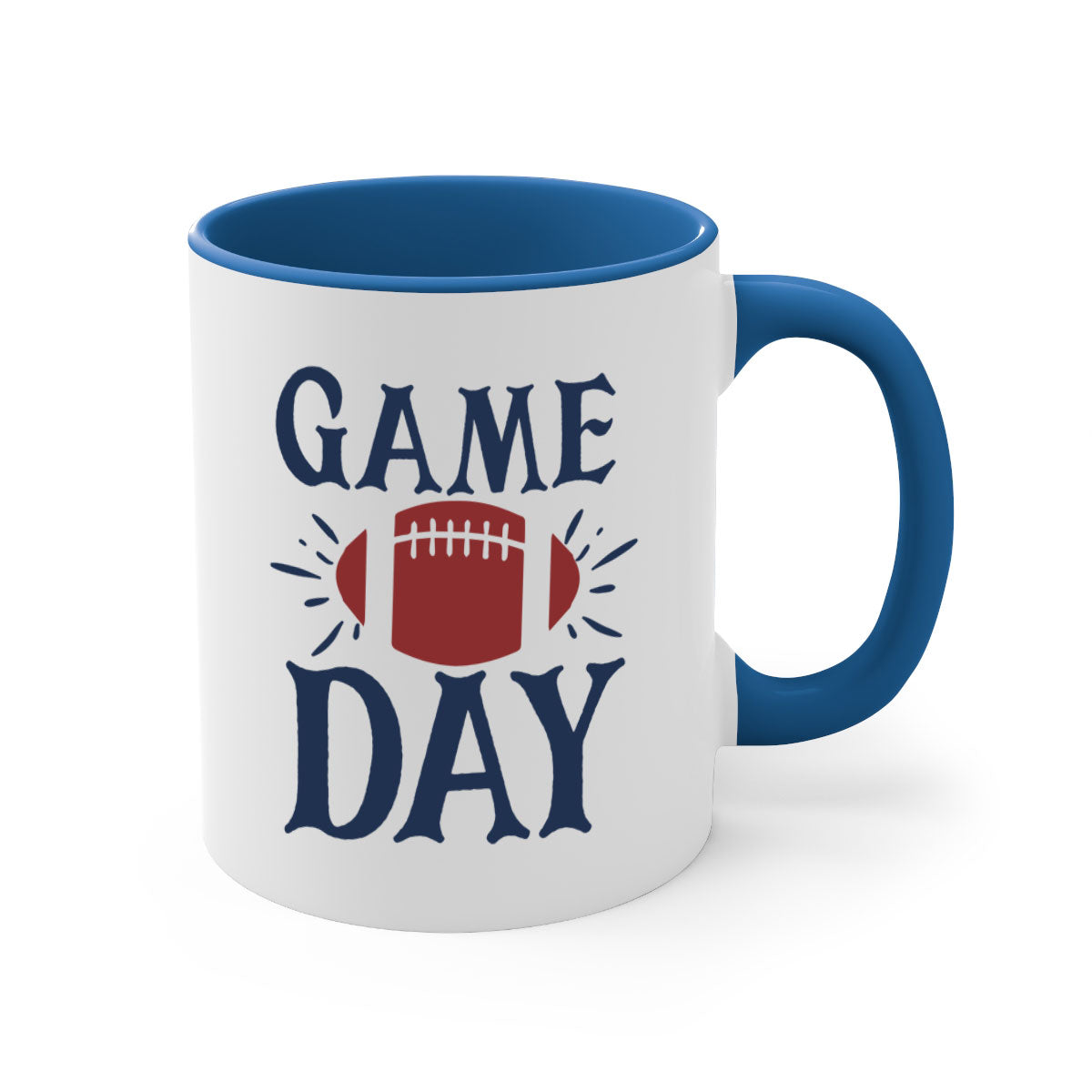 Game day 1540# football mug with a glossy finish and colored handle, available in multiple colors and sizes.
