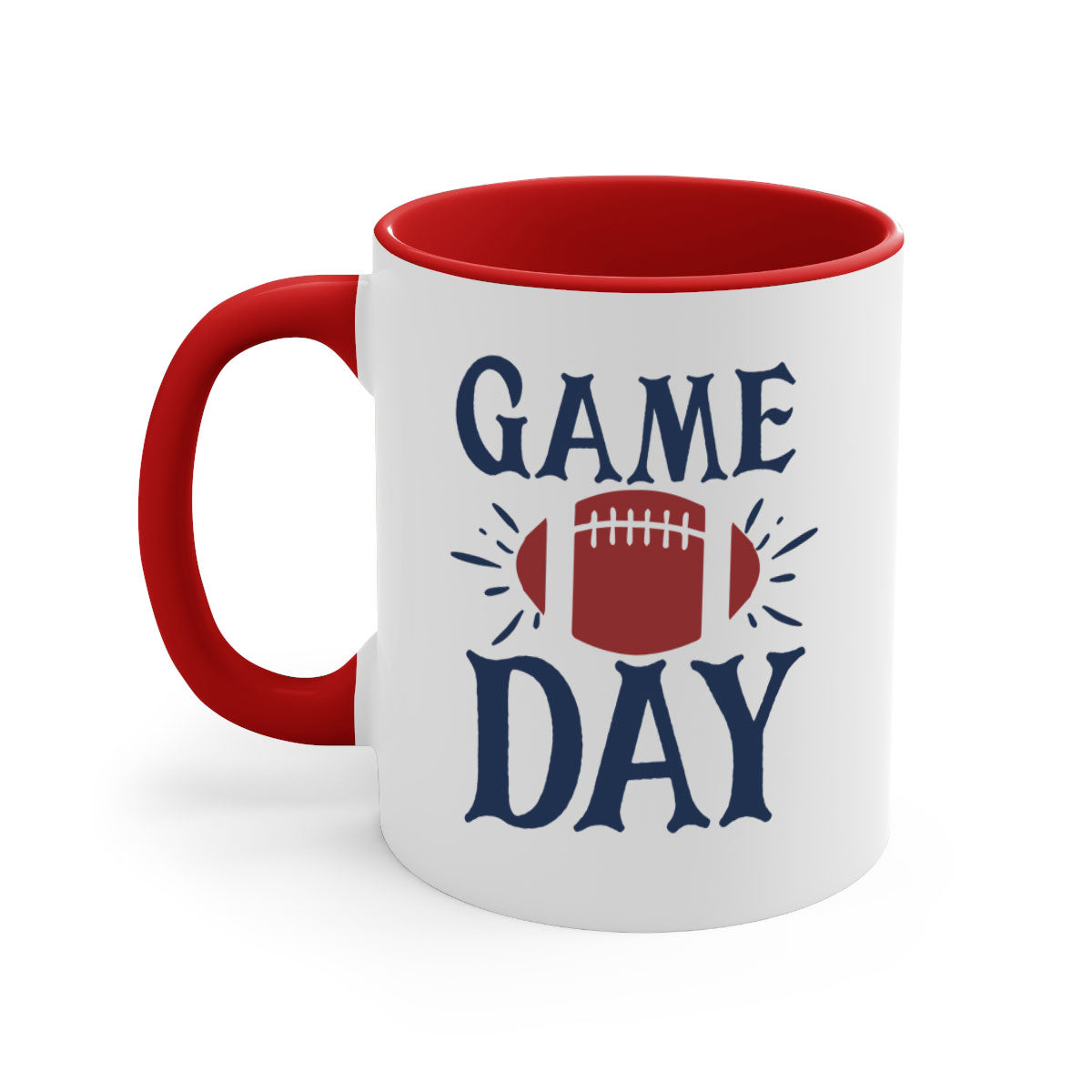Game day 1540# football mug with a glossy finish and colored handle, available in multiple colors and sizes.
