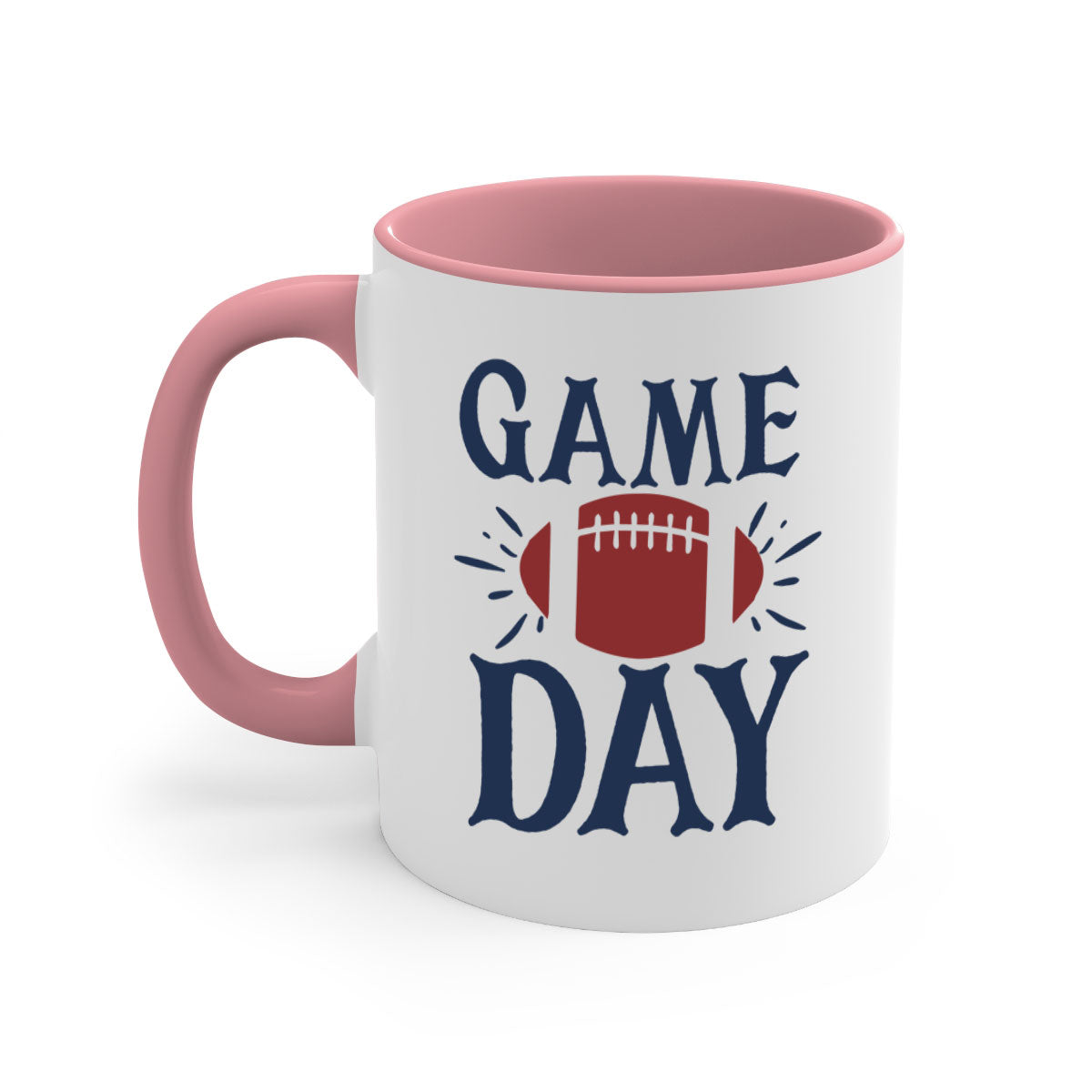 Game day 1540# football mug with a glossy finish and colored handle, available in multiple colors and sizes.