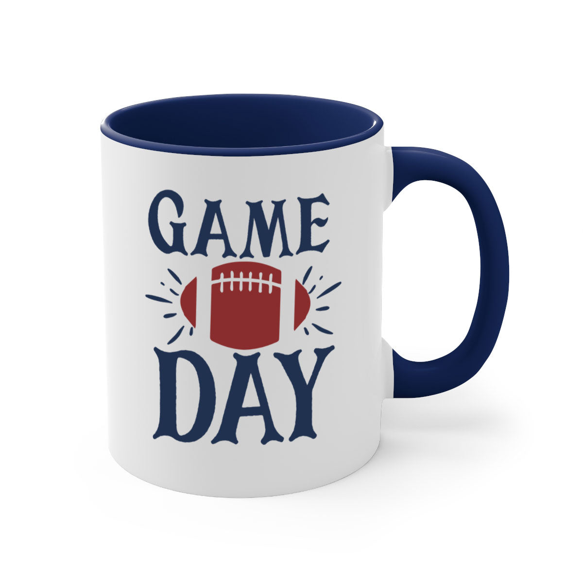 Game day 1540# football mug with a glossy finish and colored handle, available in multiple colors and sizes.