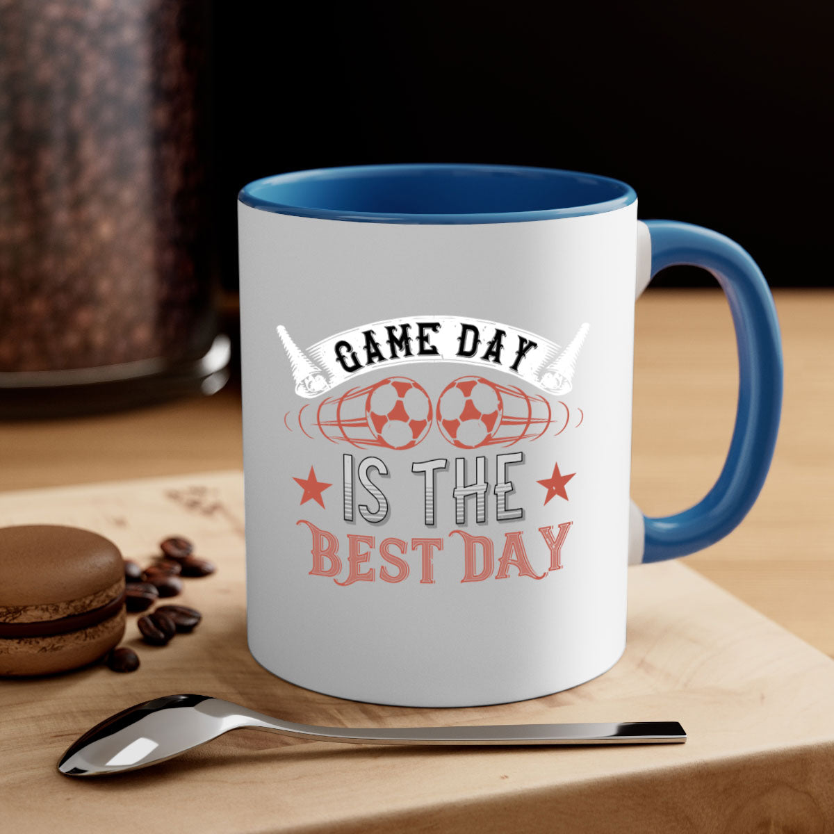 Game Day is the Best Day 1224# Mug featuring a glossy finish, colored handle, and interior, available in five vibrant colors.
