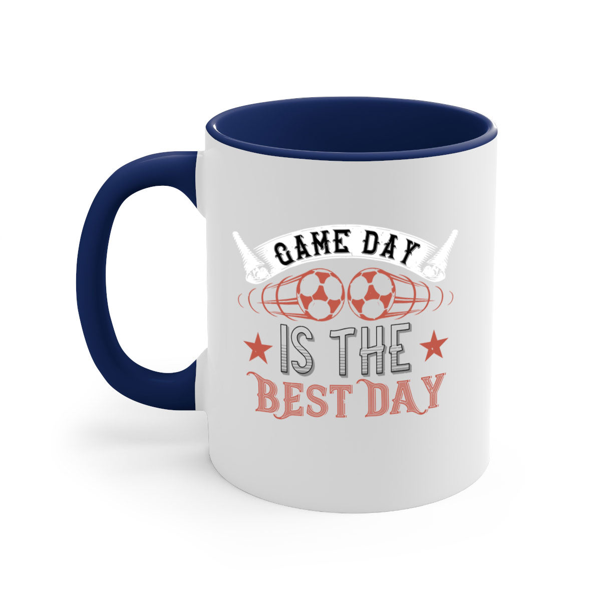 Game Day is the Best Day 1224# Mug featuring a glossy finish, colored handle, and interior, available in five vibrant colors.