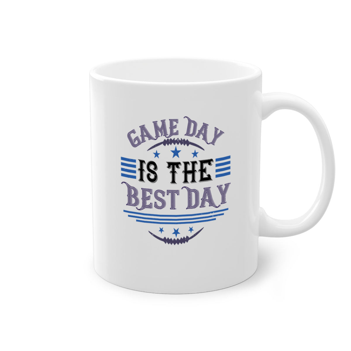 Game Day is the Best Day 1225# Mug featuring a glossy finish, colored handle, and interior, available in five colors.