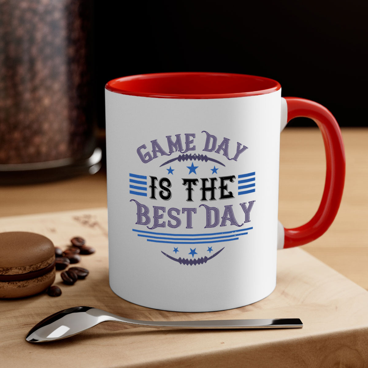 Game Day is the Best Day 1225# Mug featuring a glossy finish, colored handle, and interior, available in five colors.