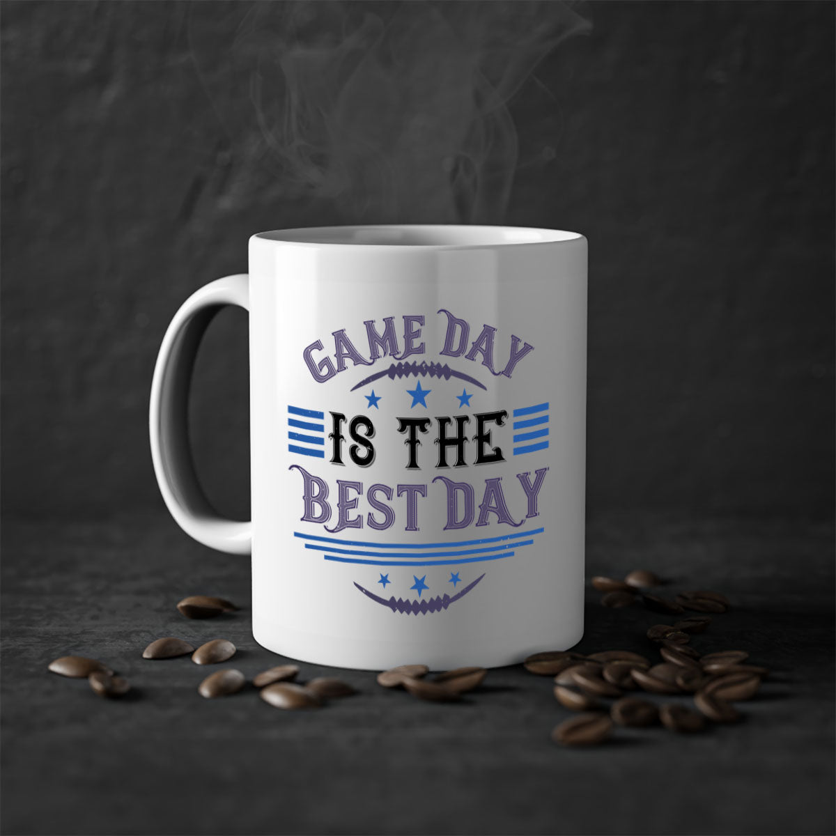 Game Day is the Best Day 1225# Mug featuring a glossy finish, colored handle, and interior, available in five colors.