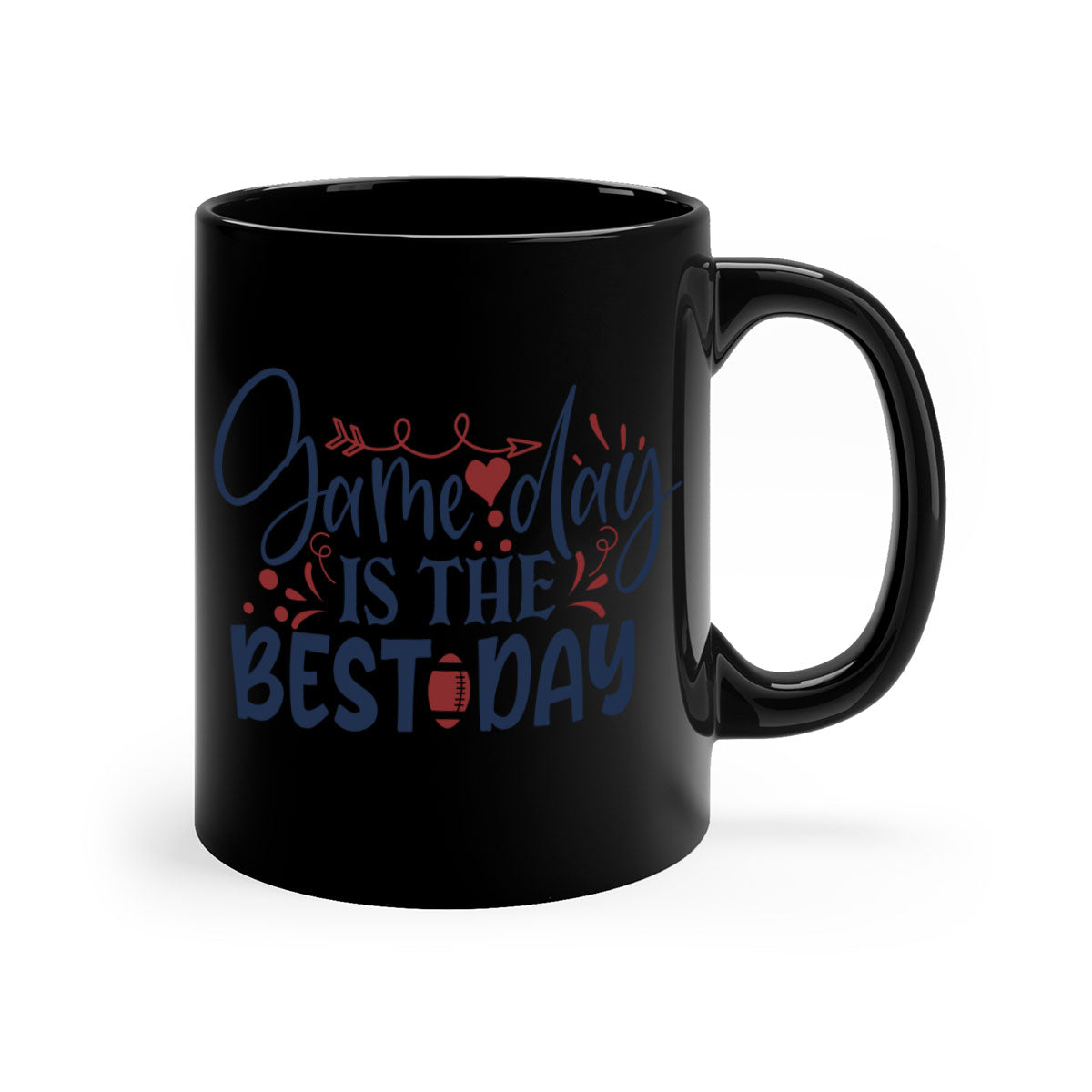 Game Day is the Best Day 1542# Football Mug with a glossy finish and colored handle, available in multiple colors.
