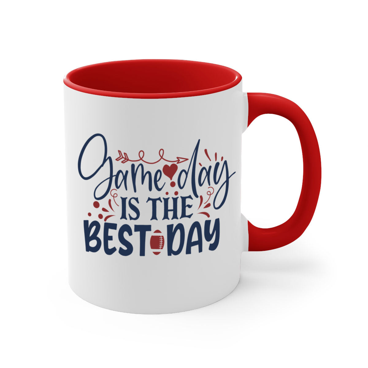 Game Day is the Best Day 1542# Football Mug with a glossy finish and colored handle, available in multiple colors.