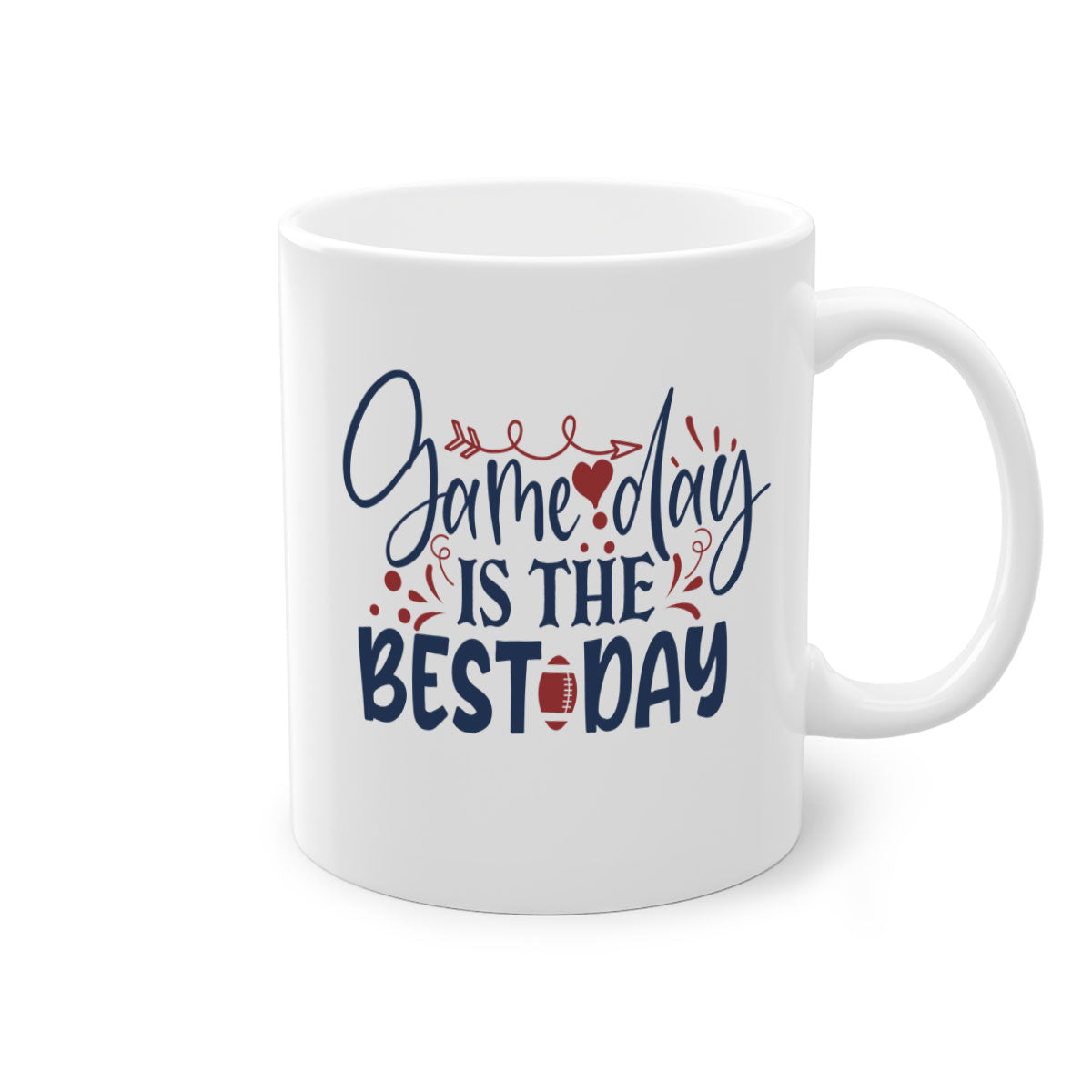 Game Day is the Best Day 1542# Football Mug with a glossy finish and colored handle, available in multiple colors.