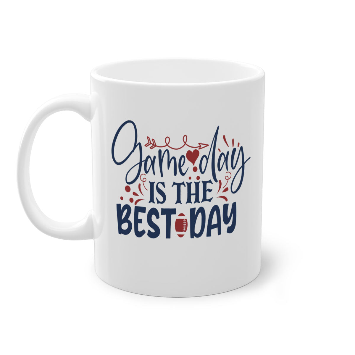 Game Day is the Best Day 1542# Football Mug with a glossy finish and colored handle, available in multiple colors.