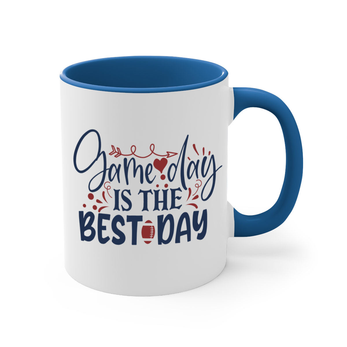 Game Day is the Best Day 1542# Football Mug with a glossy finish and colored handle, available in multiple colors.