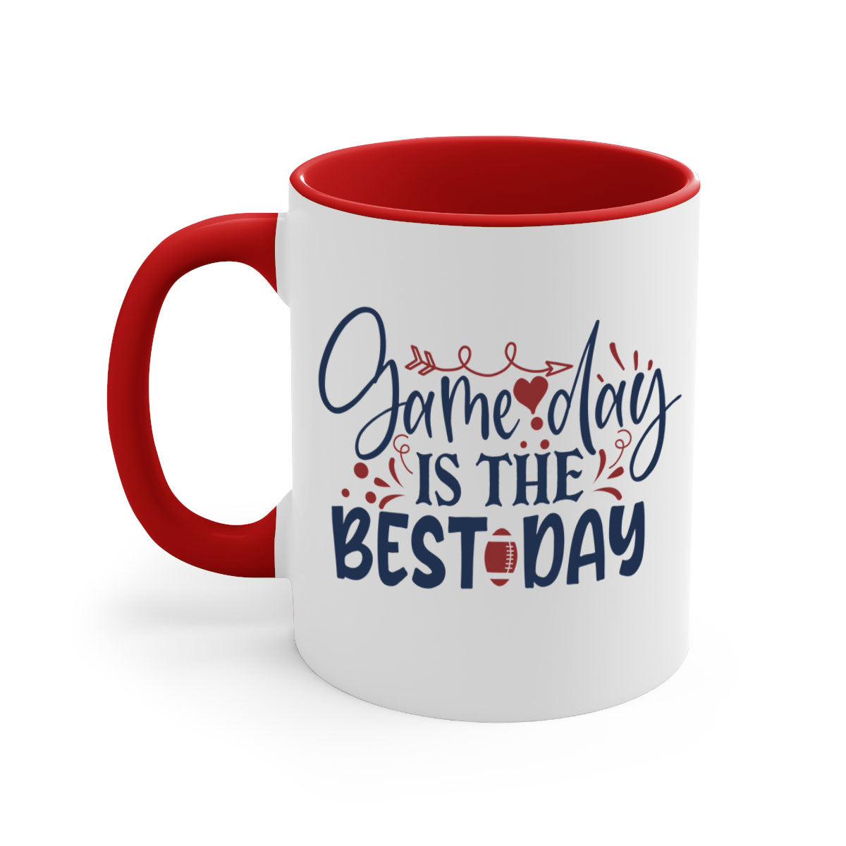 Game Day is the Best Day 1542# Football Mug with a glossy finish and colored handle, available in multiple colors.