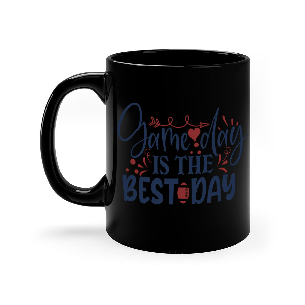 Game Day is the Best Day 1542# Football Mug with a glossy finish and colored handle, available in multiple colors.