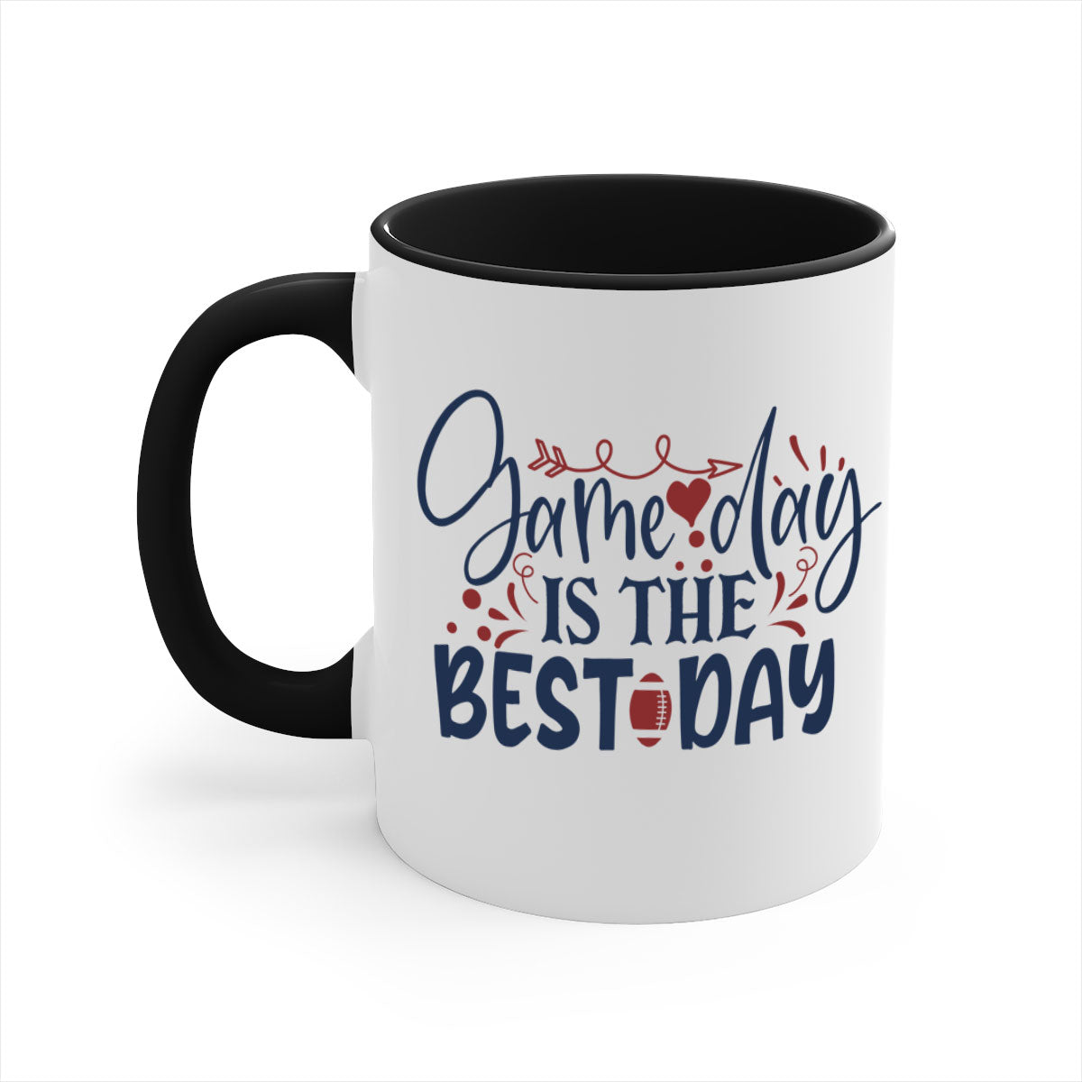 Game Day is the Best Day 1542# Football Mug with a glossy finish and colored handle, available in multiple colors.