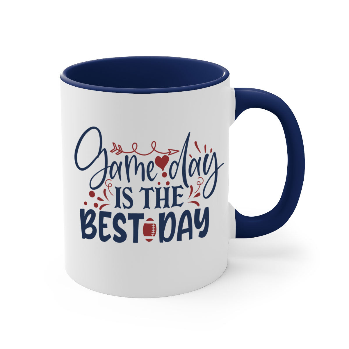 Game Day is the Best Day 1542# Football Mug with a glossy finish and colored handle, available in multiple colors.