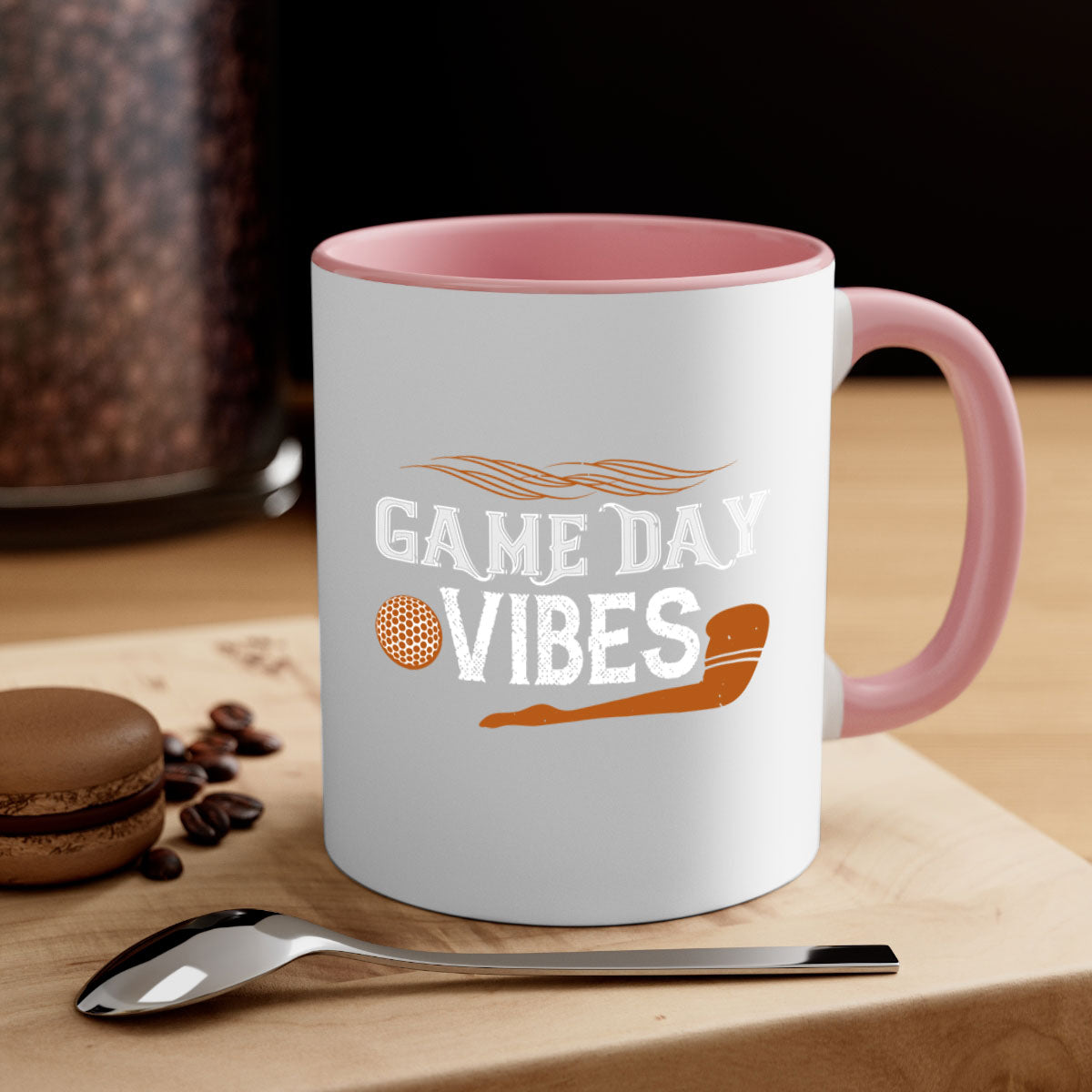 Game Day Vibes 1222# Mug featuring a glossy finish, colored handle, and interior, available in multiple colors.