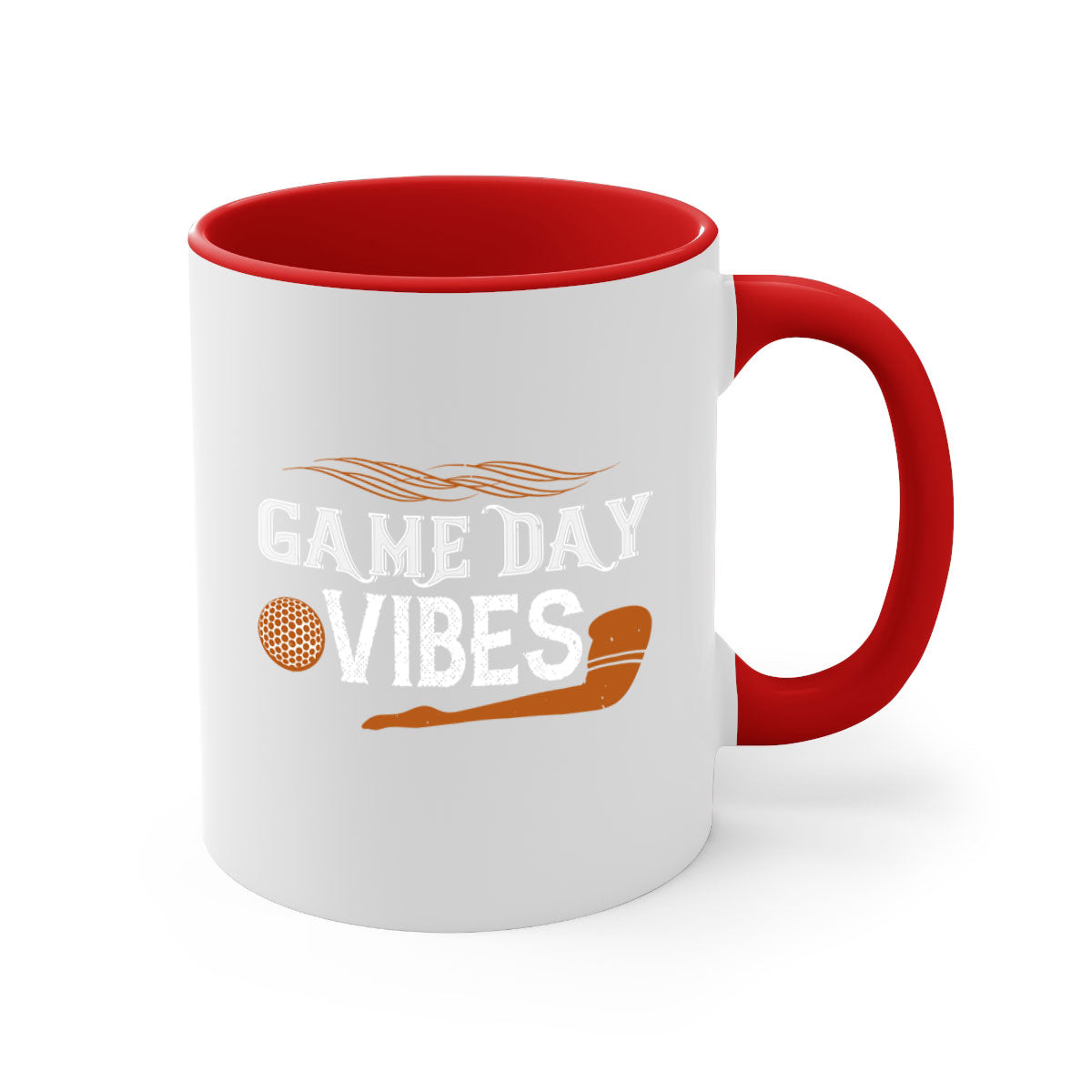 Game Day Vibes 1222# Mug featuring a glossy finish, colored handle, and interior, available in multiple colors.
