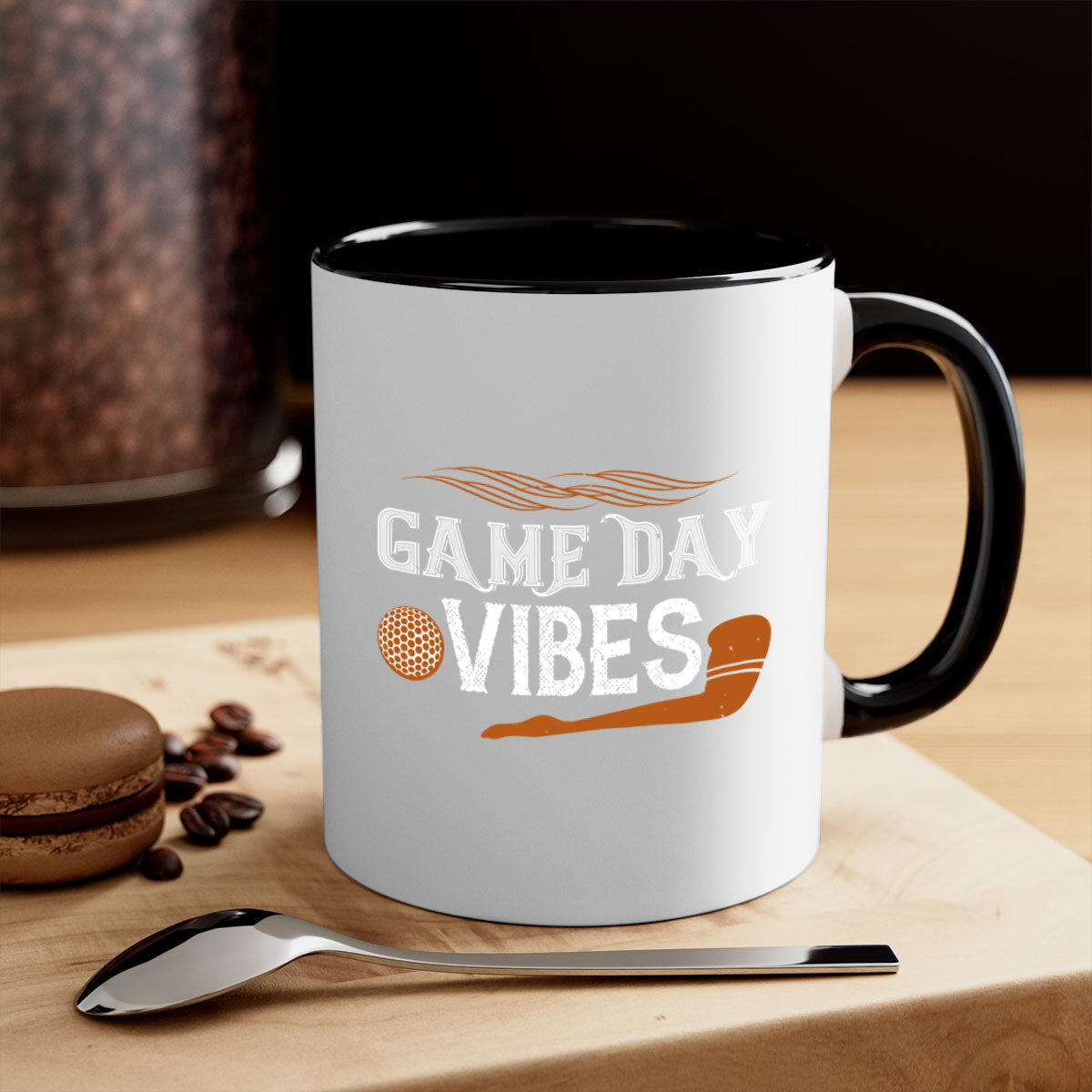 Game Day Vibes 1222# Mug featuring a glossy finish, colored handle, and interior, available in multiple colors.