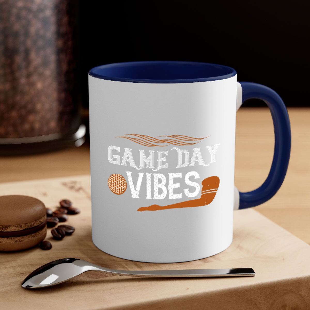 Game Day Vibes 1222# Mug featuring a glossy finish, colored handle, and interior, available in multiple colors.