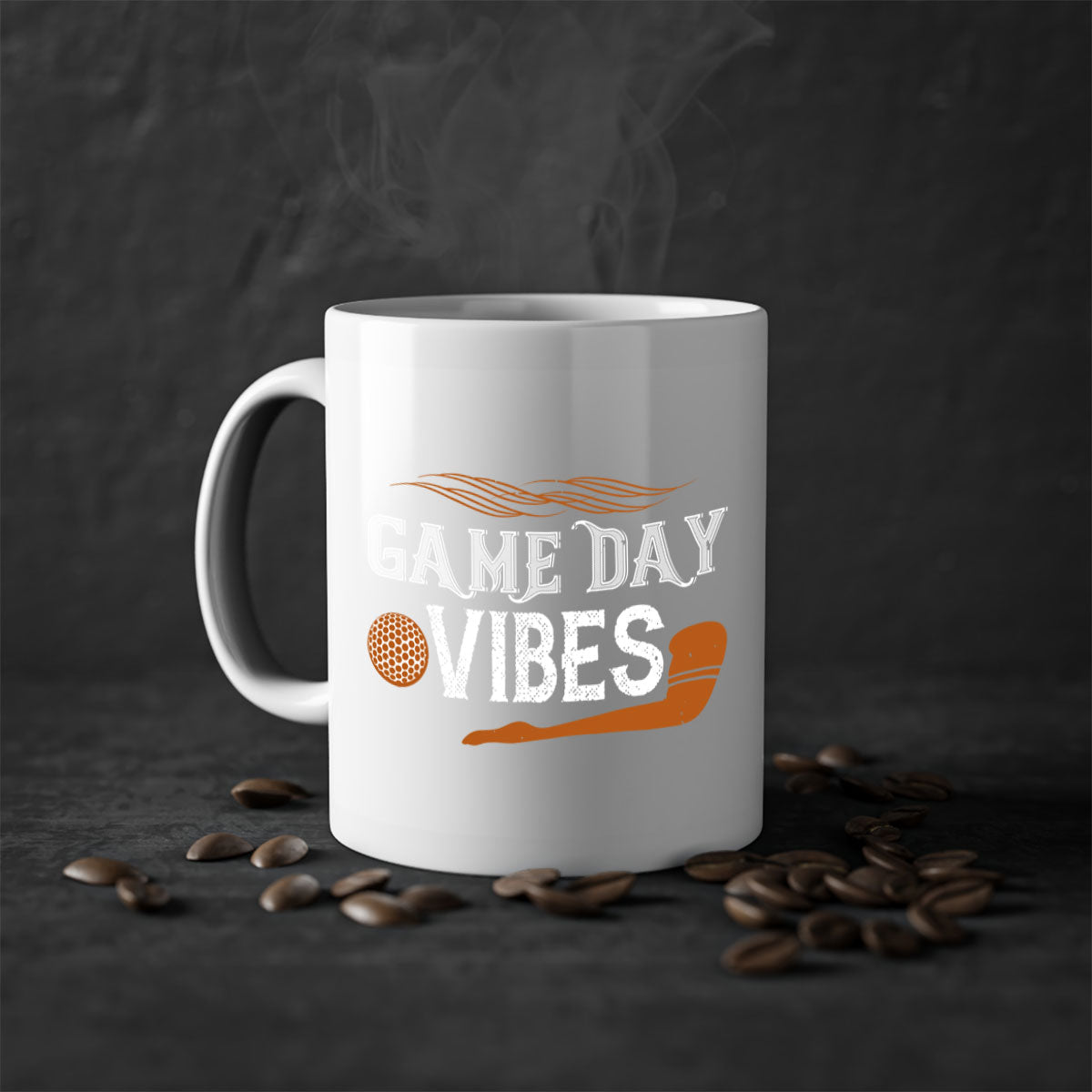 Game Day Vibes 1222# Mug featuring a glossy finish, colored handle, and interior, available in multiple colors.