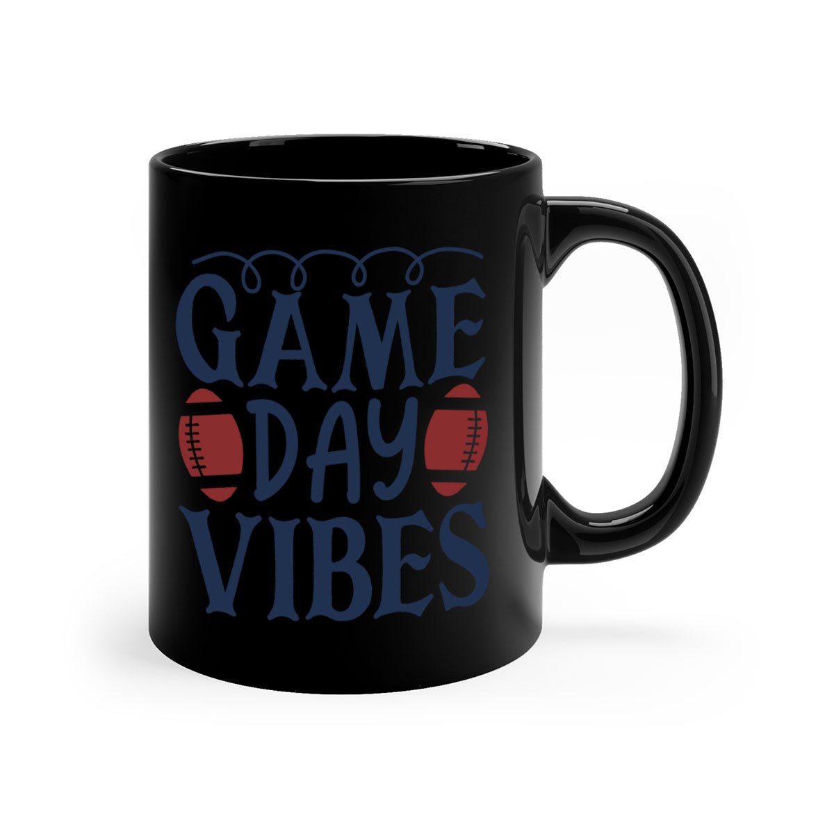 Game Day Vibes 1541# Mug featuring a glossy finish, colored handle, and interior, available in five vibrant colors.