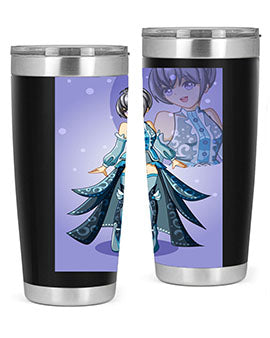 Game of Beautiful Girl140# Anime Tumbler featuring a vibrant design, double wall vacuum stainless steel construction, and a convenient drink-thru lid.